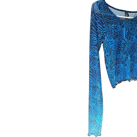 KENDALL+KYLIE 2-PC Sheer Mesh Blue leaf Swim Cover Up Size Large NWT - Picture 7 of 13